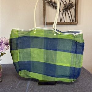 Gap Mesh Striped Snap Top Beach Bag